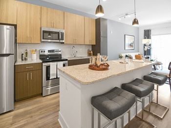 Granite countertops in kitchen